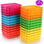 24 Pack Classroom Storage Baskets, Small Plastic Crayon Pencil Organizer Bins, Colorful Desk and Drawer Storage Trays, 6.1"L x 4.7"W x 2.4"H